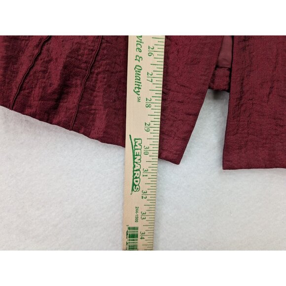 Trevan Women's Blazer Jacket Size 12 Maroon Red Crinkle Texutred Evening - Picture 10 of 16